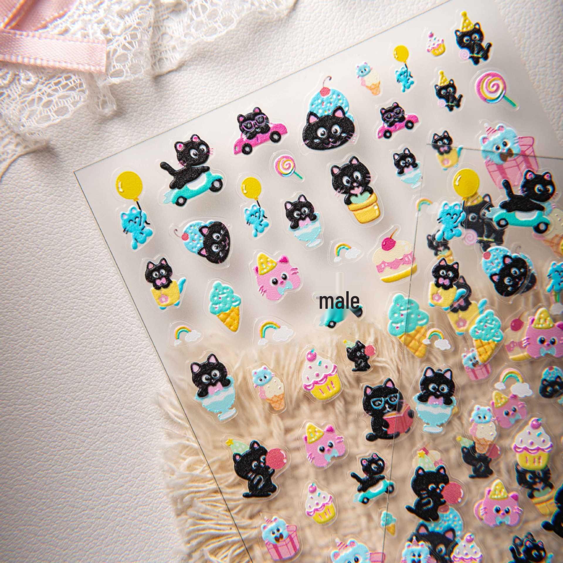 Cyansea Adorable Kitten 3D Nail Art Stickers for DIY Decorating CF-1155