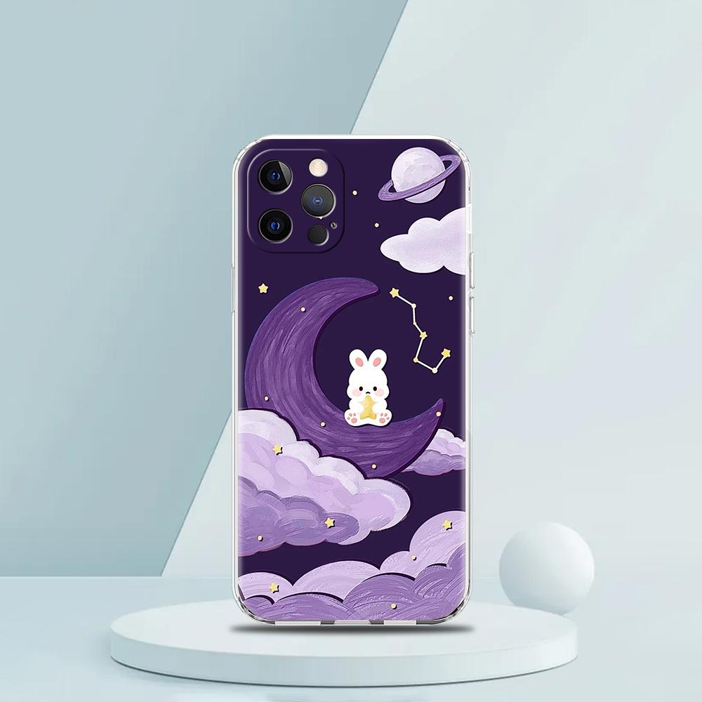 Cute Colorful Rabbit Luxury Phone Case For iPhone 16 15 14 13 12 11 Pro Max XS X XR SE 7 8 Plus Soft Silicone Clear Cover