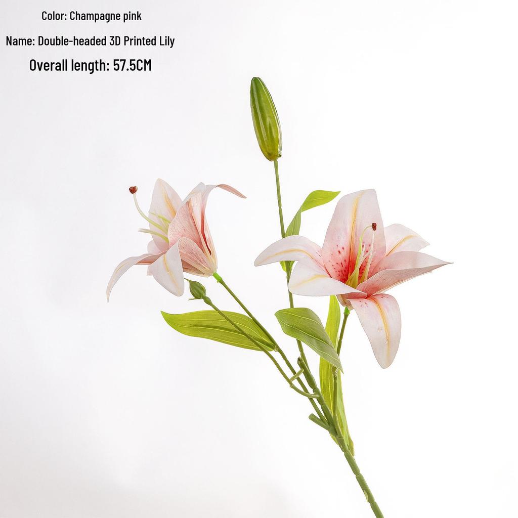 3D Printed Double-Headed Lily Artificial Flower for Wedding Decoration & Crafts