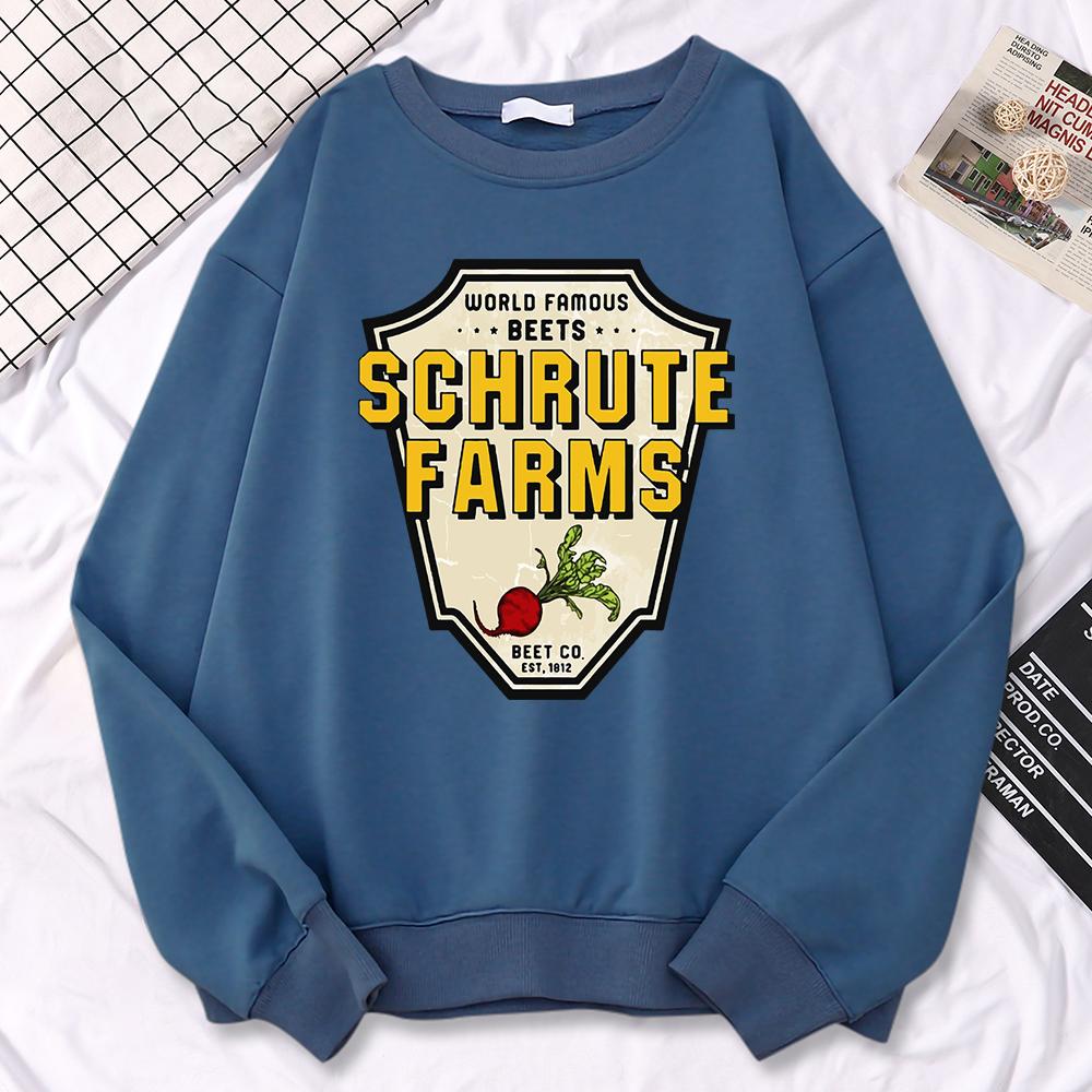 Simple Winter Women Pullovers World Famous Beets Schrute Farms Crop Printing Hoodie Loose Crewneck Sweatshirt Warm Tops