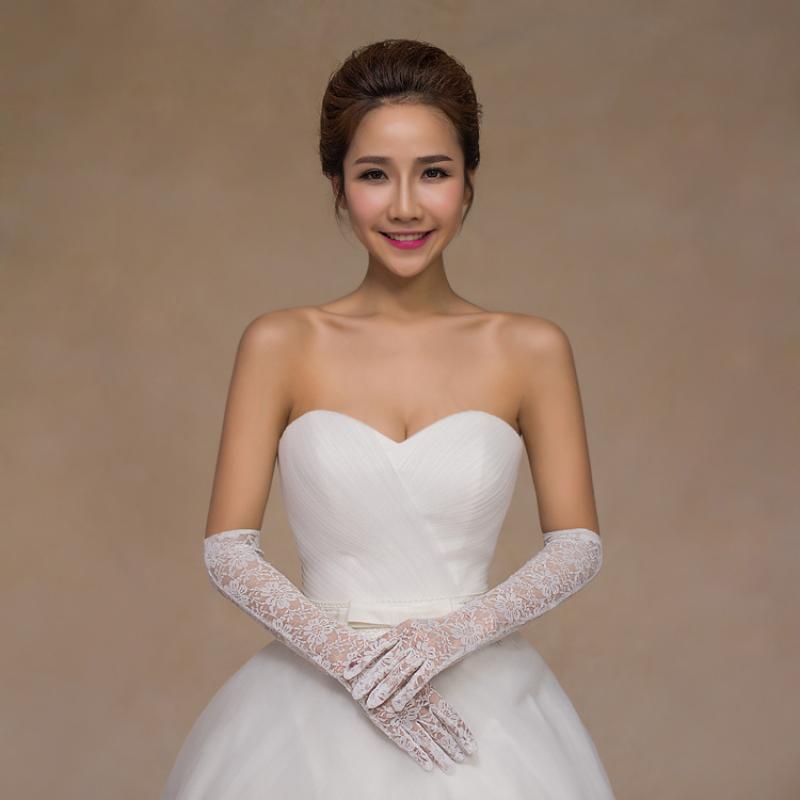 Black Lace Gloves For Brides Wedding Dress Hand Shawl Sexy Sleeve Protector Net Cloth Gloves Women Evening Gown Marriage
