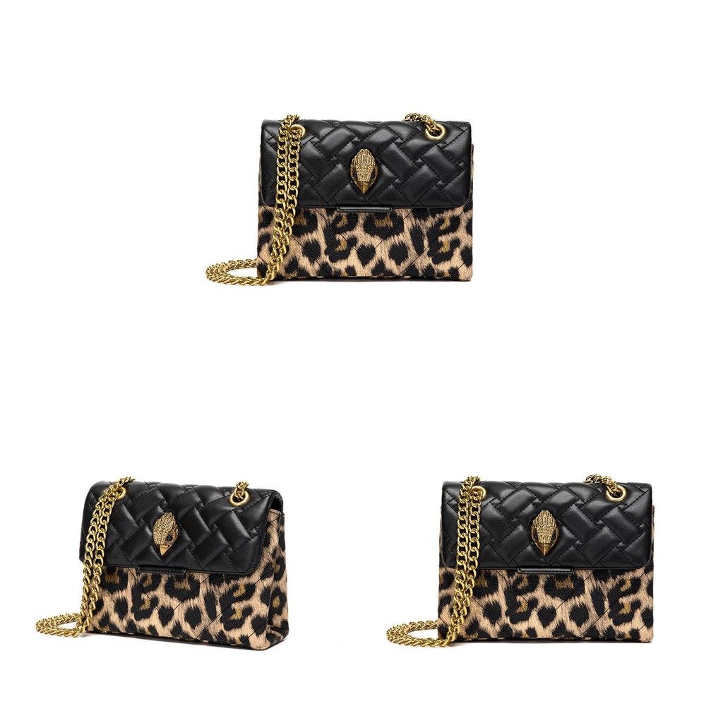 Crossbody Pu Handbag With Leopard Pattern And Eagle Head Decor For Daily Use