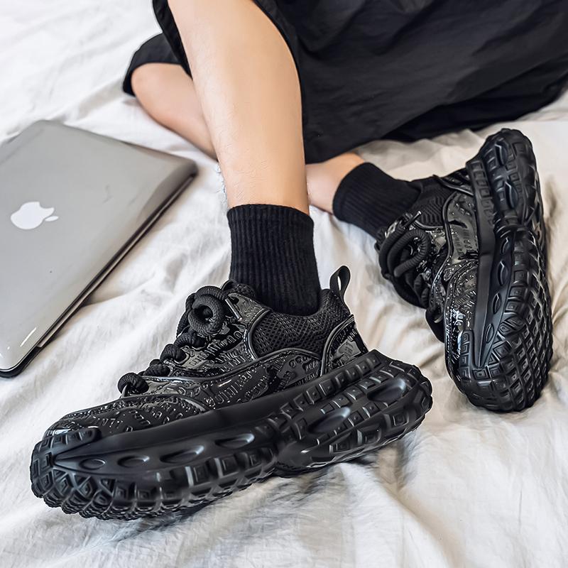 Men's Shoes Fashion Trend Mesh Breathable Thick Bottom Shoes Outdoor Anti-slip Comfortable Sneakers Casual Running Shoes White Shoes