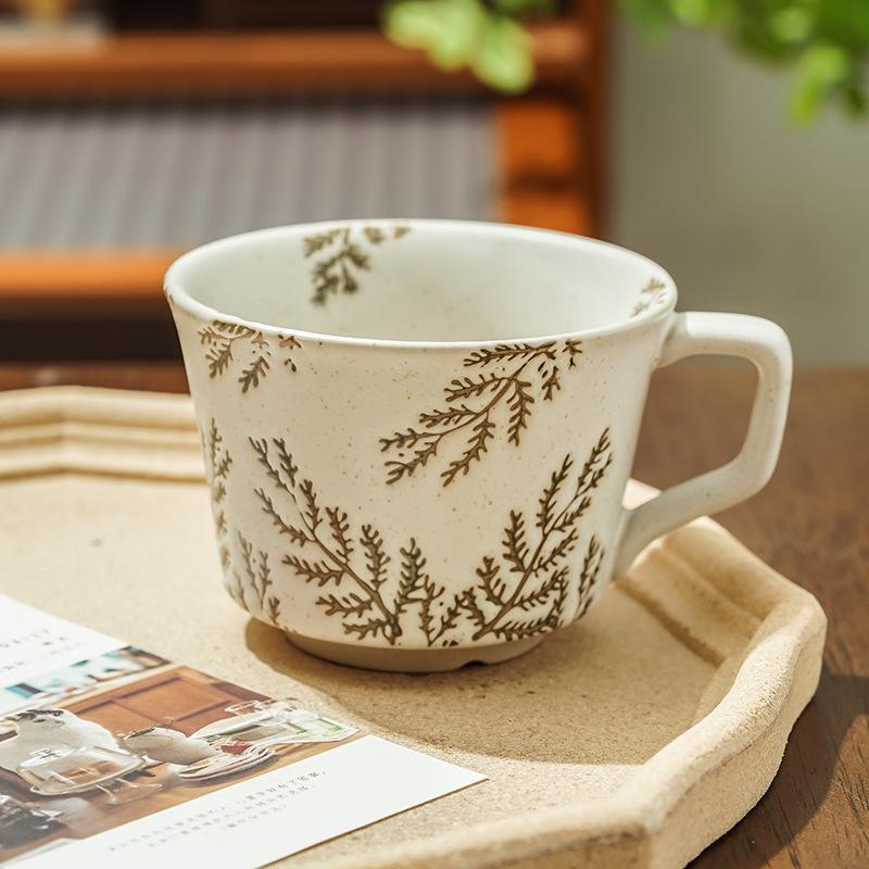 Ins Simple Nordic Ceramic Ins Wind Hand-painted Mug Pastoral Creative Personality Water Cup Coarse Pottery Coffee Cup