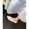 Sheepskin~ Soft-soled Ballet Shoes Single Shoes Women's Silver with Skirt Gentle Wind Evening Shoes Flat Mary Jane Shoes