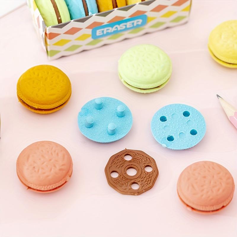 15 Stück Kreative Macaron-Radiergummis Grundschulbedarf 3 Sets Bunte Niedliche Schreibwaren Festival-Preise Geschenke