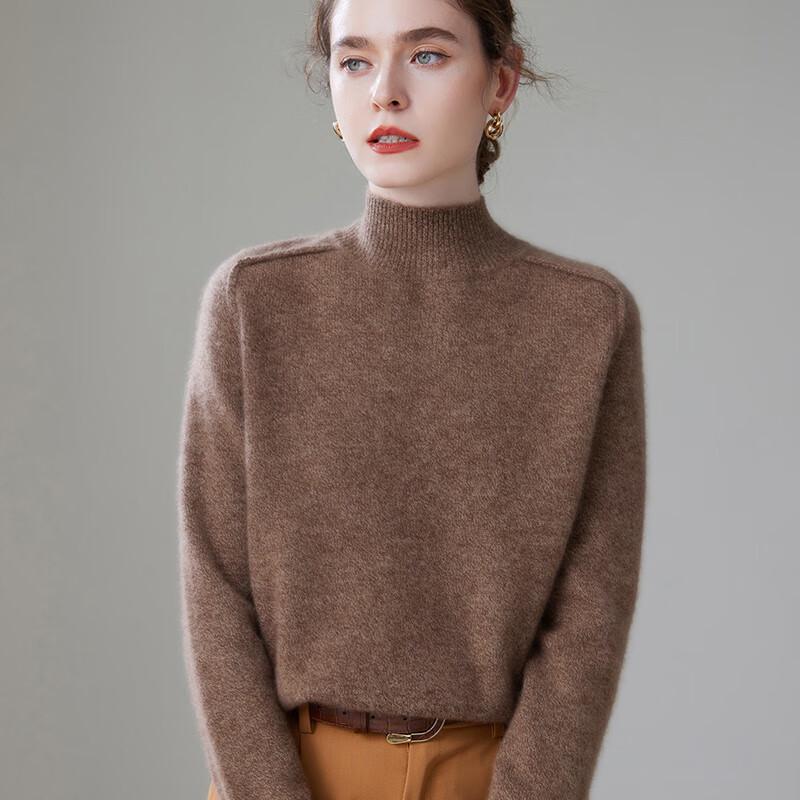 Fanzhen Women's High-Neck Cashmere Blend Sweater