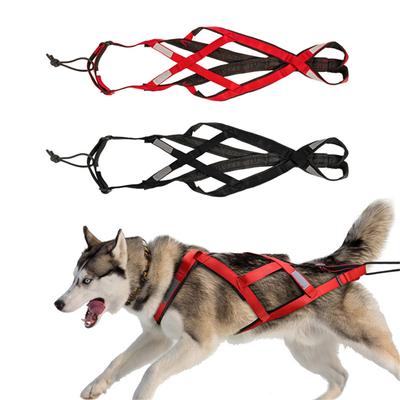 Arnês Ajustável para Cães Puxando para Raças Grandes Tira Peitoral Refletiva para Animais de Estimação para Corrida, Ciclismo e Esqui Esportes ao Ar Livre