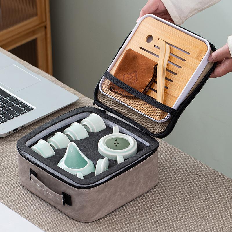 

Travel tea set Convenient gift Tianmu glaze ceramic business souvenir