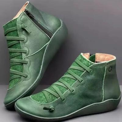 Mode Femmes Bottes Grande Taille 35-43 Automne Hiver Bottines Plates Cheville Bottines Courtes Lacets Chaud Rétro Bottines Mujer Botas Chaussures Antidérapantes