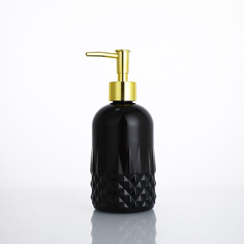 Transparente Glasflasche zum Drücken für Shampoo, Duschgel und Handdesinfektionsmittel - Wiederbefüllbar, Hotelqualität