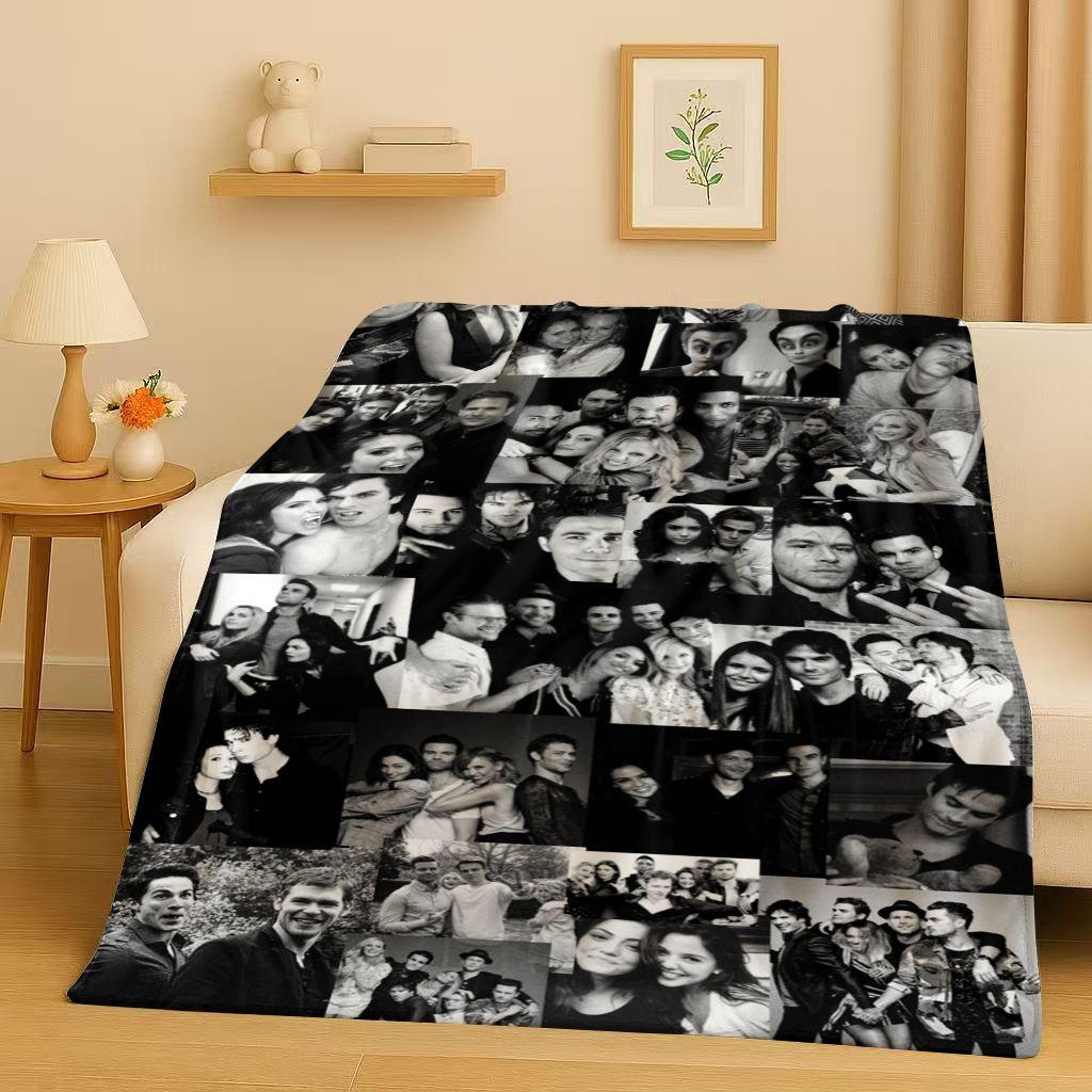 

Classic The Vampire Diaries Damon Salvatore TV Flannel Blanket,Ultra Soft Warm Plush Throw for Home Bedroom Bed Sofa Cover Kids 75x90cm