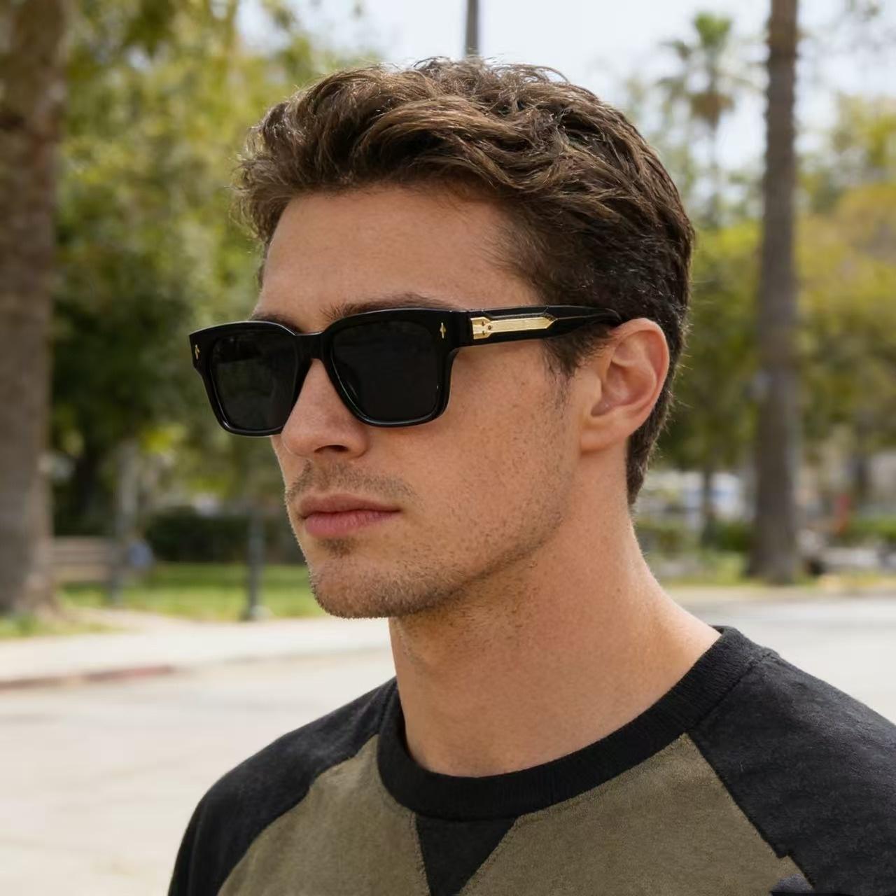 Attractive Glasses Men's Black Square Sunglasses For Lightweight Tr90 Frame Uv400 Blocking Shades For Driving Fishing Golf