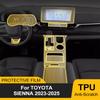 For  Sienna 2023-2025 Car Interior TPU Film Auto Center Console Clear Protective Anti Scratch Cover Pre-cut PPF Refit Set