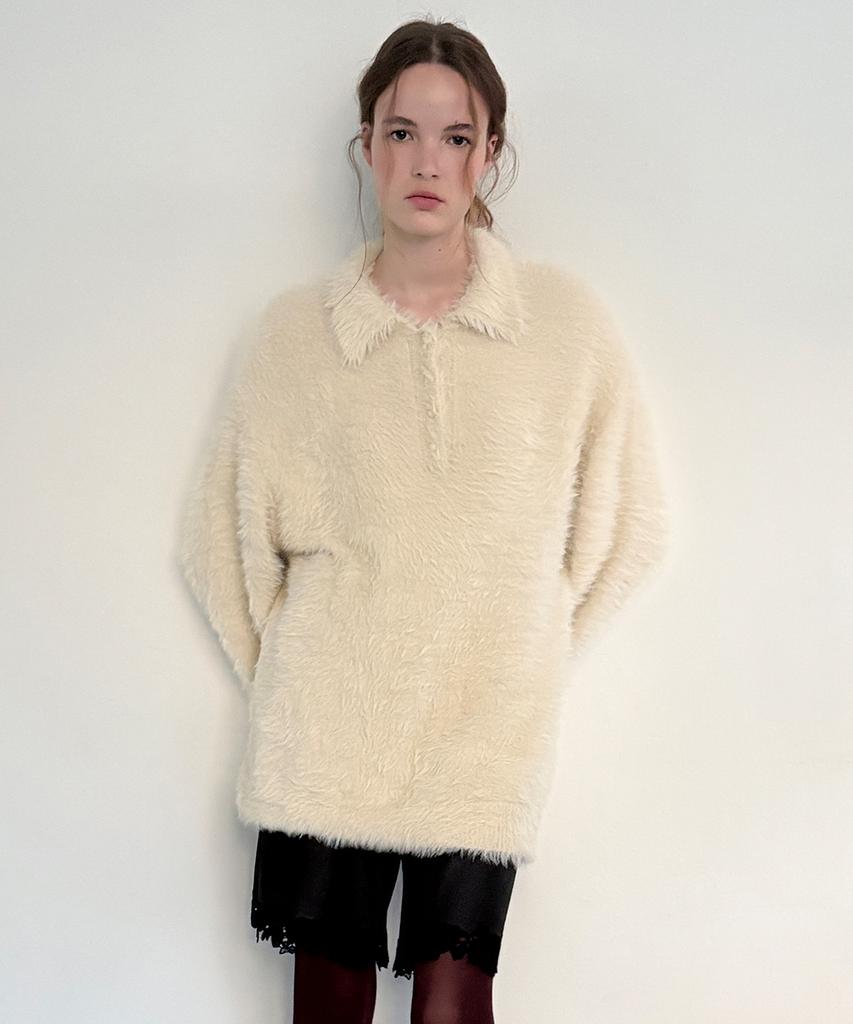 SINOON Sn Hairy Button Pullover (Beige)