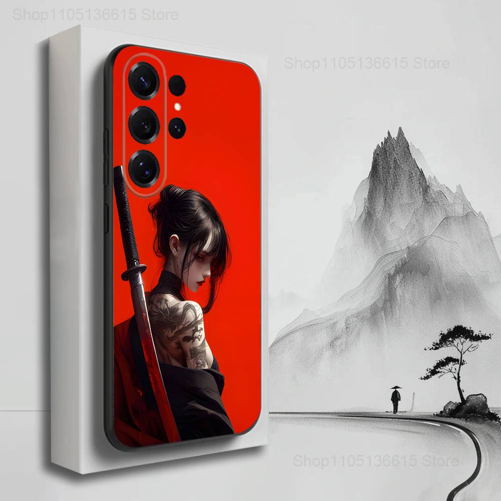 Cool Art Warrior Woman Phone For Samsung S22,S25,S24,S23,Ultra,FE,Plus,S21,S20,S10,S9,Lite,Soft Silicone Black