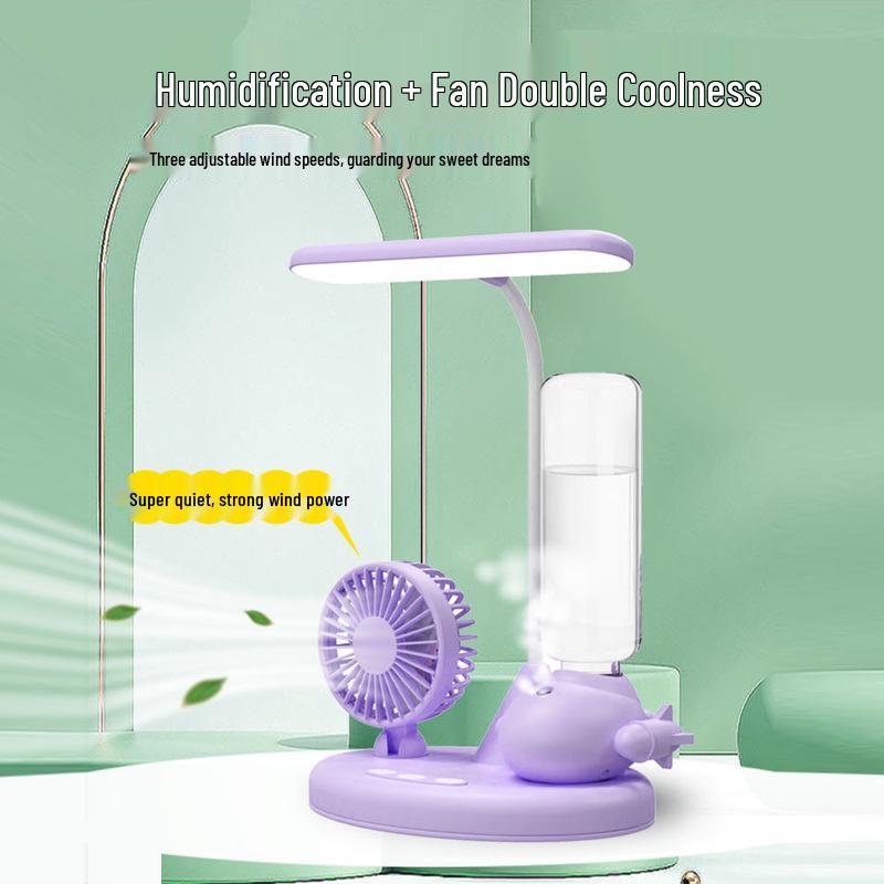 

Multifunctional 3-in-1 Desk Lamp: Humidifier, Fan, and Decorative Light for Office or Bedroom. Фіолетовий