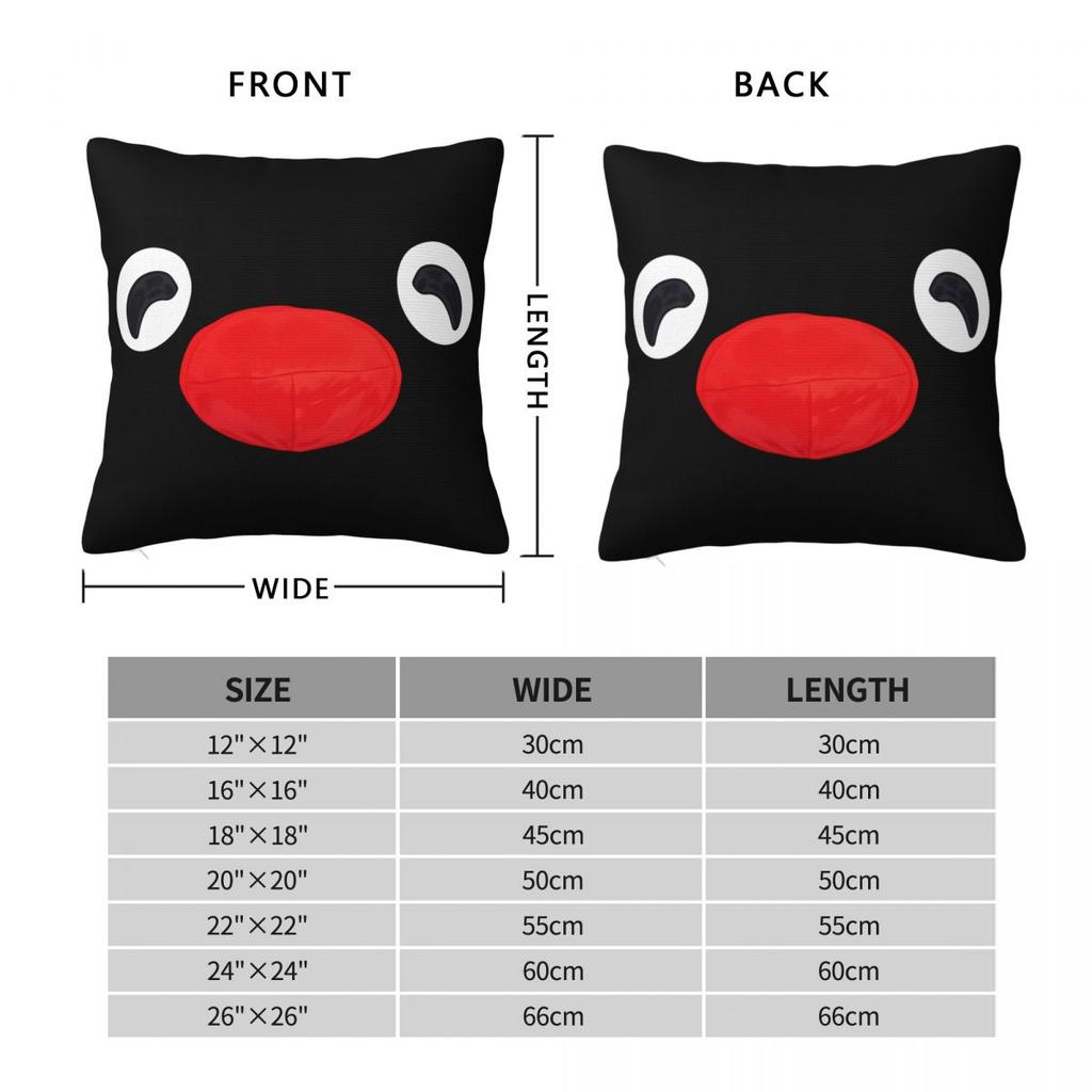 Noot Pingu Smile Square Pillow Cases Penguin Cartoon Cushion Cover Vintage Zipper Decorative Pillowcase for Car 40x40cm