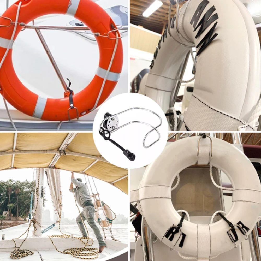 Adjustable Boat Lifebuoy Ring Stainless Steel Swimming Ring Brackets Holder Life Buoy Holder  Yacht