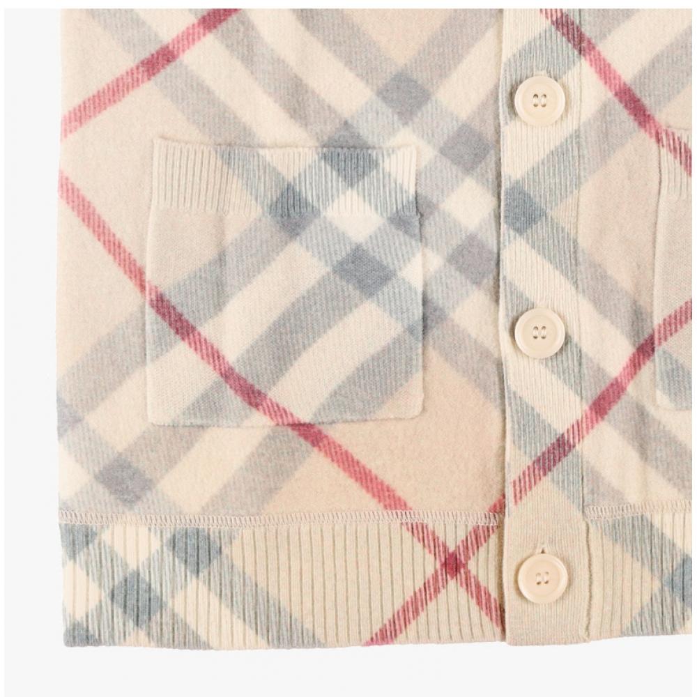 Burberry 8093145 A2205 Check V Neck Kids Cardigan