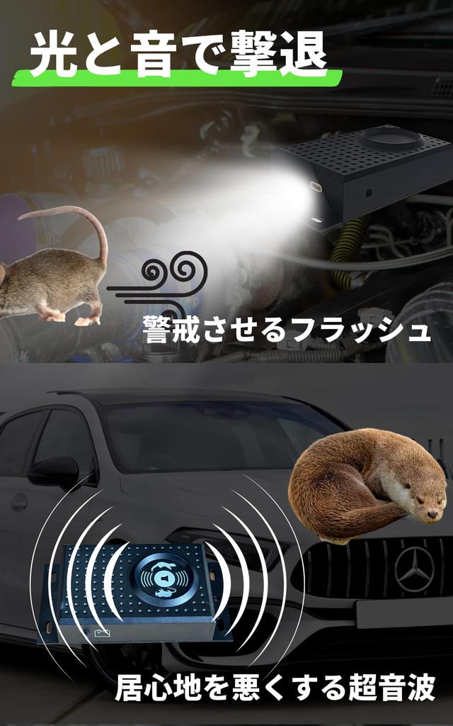 ISOTRONIC Car Rodent Engine Compartment Repellent with Flash and Ultrasonic Powered by Car or Installable Effective Area 78580 Repellent, Waves,