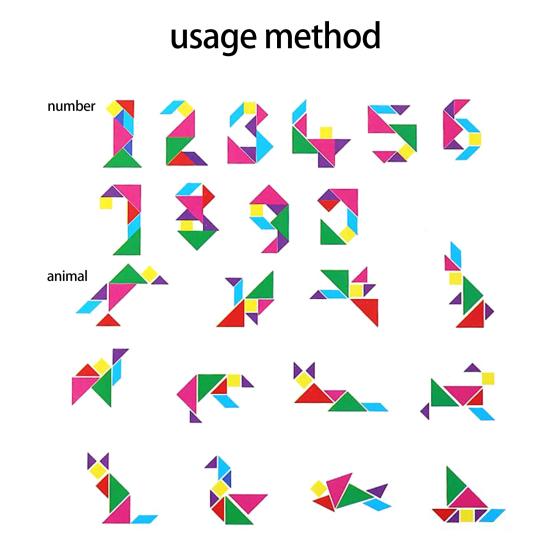 1 Set Tangram Puzzle Hands-on Ability Bright Colors Lightweight Parent-children Interactive Jigsaw Tangram Toy for Kindergarten