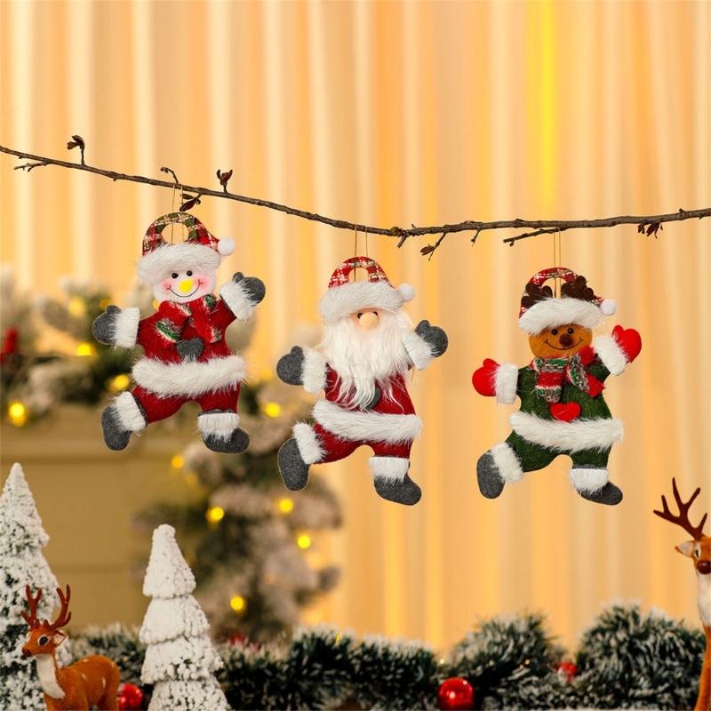 4 Pcs Bear Santa Pendant for Holiday Party Decorations Hanging Ornament Christmas Tree Ornament