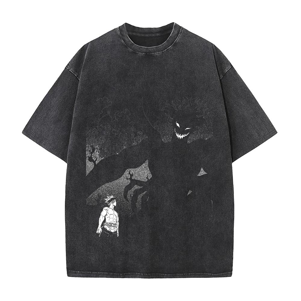 Asta Black Clover Asta Cool Graphic T Shirt Men Women Short Sleeve Cotton Tshirts Vintage Washed Tee Harajuku Male Loose T-shirt