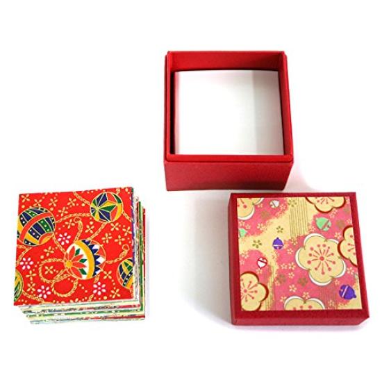 Yuzen Paper Origami 100 Sheets Boxed (Bean) Red,