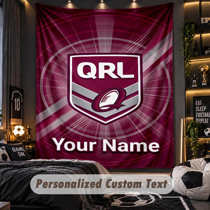 TapestryQueensland Maroons Custom Name Text Personalized Wall Hanging Tapestry Home Wall Decor
