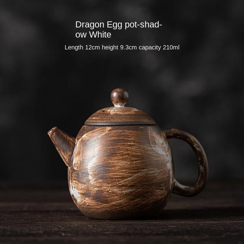 

Japanese Style Handmade Stoneware Shadow White Pot Porcelain Kung Fu Tea Set Teapot Small Size Single Teapot Tea Making Device