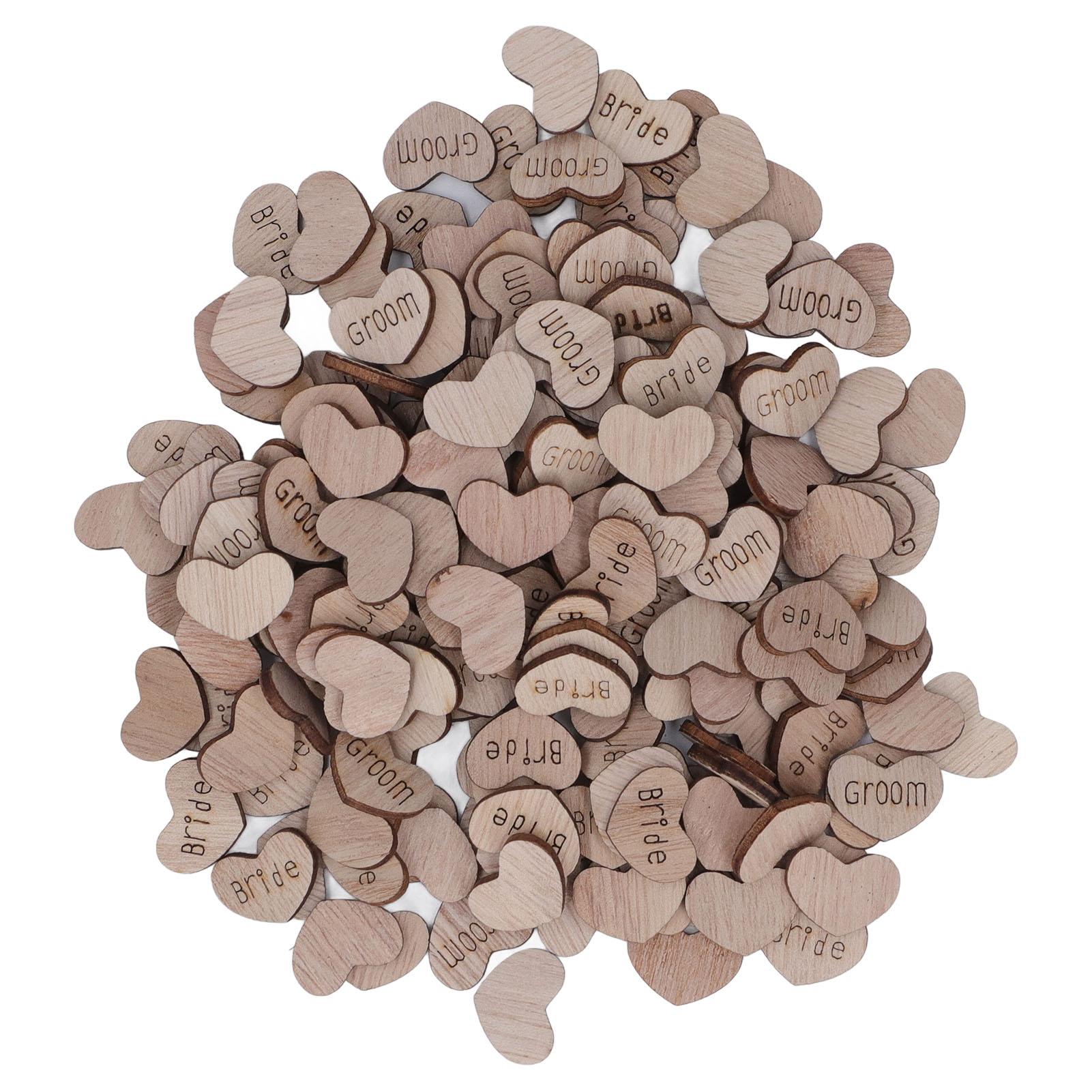 

400 шт. Конфетті у формі серця Гравіювання DIY Виготовлення Деревно-волокниста плита Плоска задня сторона Дизайн 2x1.5 см Конфетті для дівич-вечора