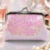 Women Coin Purse, with Metal Hinge And Kiss-lock Design, Lightweight Portable Mini Wallet, with Sequined Glitter Vintage Pouch for Coins Cards