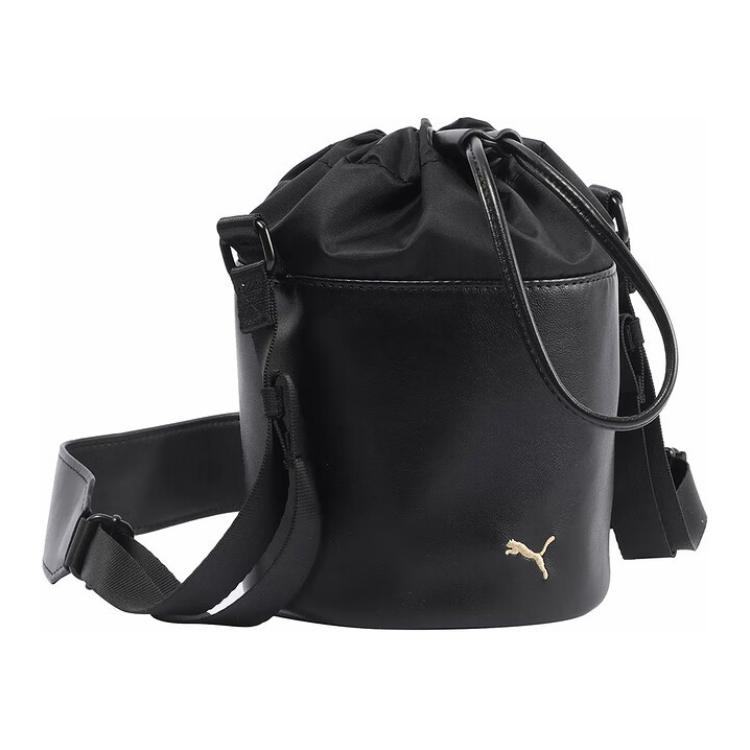 Puma Victory Sports Fashion Casual Versatile Polyester And PU Leather Bucket Bag Crossbody Shoulder Bag Unisex bags Black 091109-01 Black