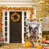 Fall Yorkshire Garden Flag 12x18 Double Sided, Welcome Yorkie Puppy Autumn Pumpkin Leaves Harvest Holiday Decorative Vertical Burlap Yard Flags