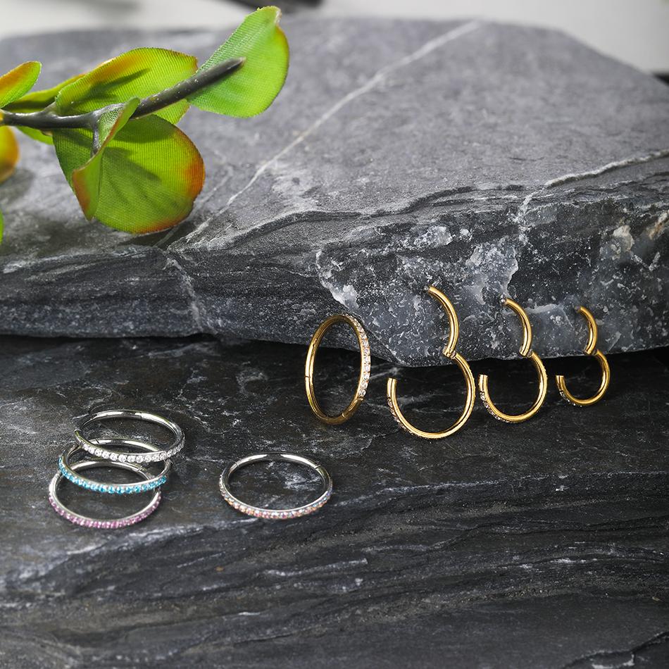 1PC 16G Surgical Steel Hoop Earrings for Women 6/8/10/12mm CZ Paved Small Helix Piercing Tragus Cartilage Piercing Body Jewelry