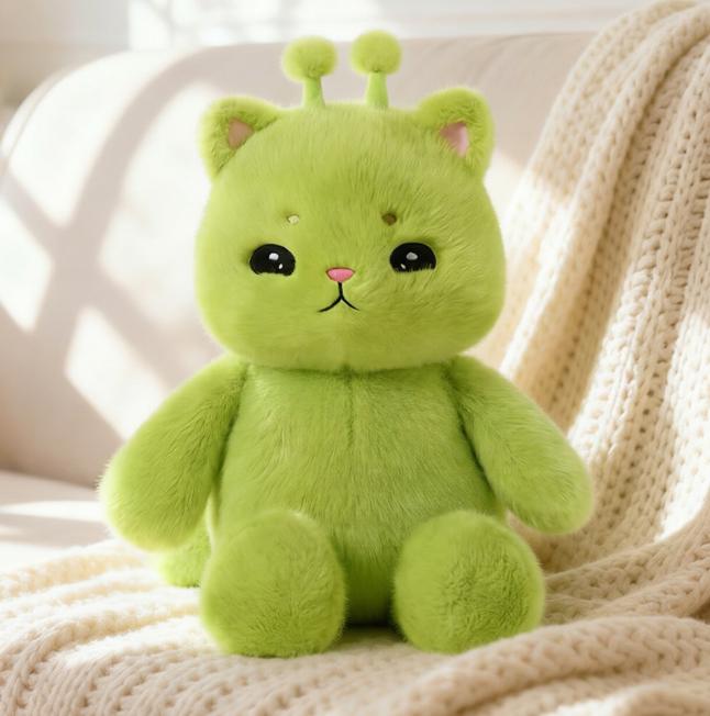 Kawaii Schneller Lauf Plüschtiere Cartoon Stofftiere Schwarze Katze Weiche Alien Katzenpuppe Babys Beruhigung Schlafkissen Für Mädchen Geschenke 40cm