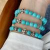 Retro Imitation Türkis Perlen Kreuz Armband Damen Nische High-End Gefühl Gestapelt Tragen Kalter Wind Vielseitig Temperament Schmuck