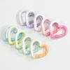 10pcs Single Loop Heart Shaped Carabiner Hook Rings Gradient Color Openable Spring Clasp Gift