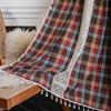 Imanqi Curtains Green Plaid Patchwork Semi-Sheer Kitchen Windows