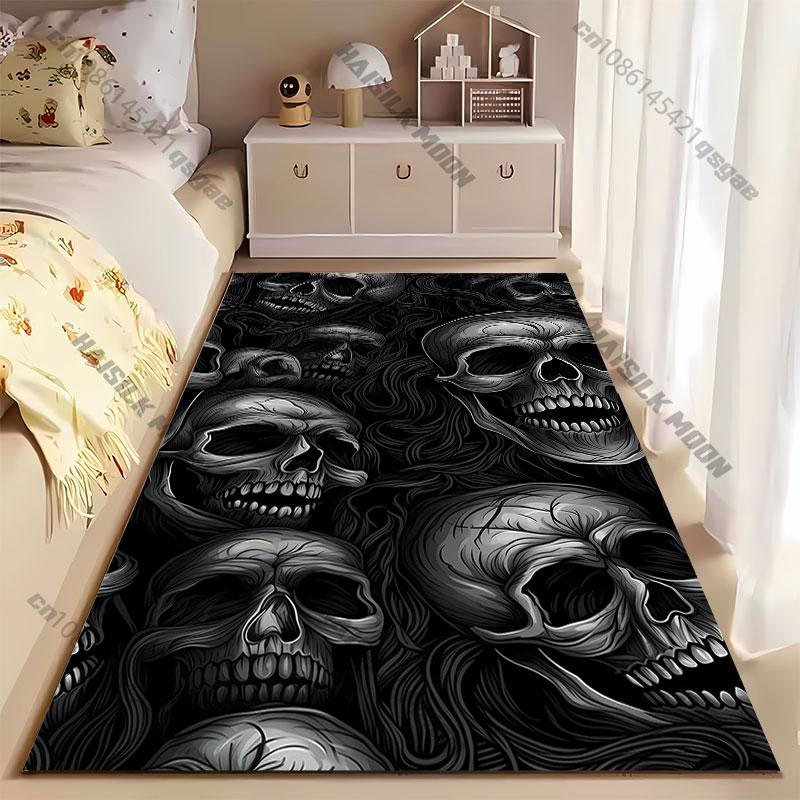 Dark Skulls and Swirling Patterns Carpet Yoga Living Room Room Decor Children's Crawling Mat Doormat Area Rug Games Mat