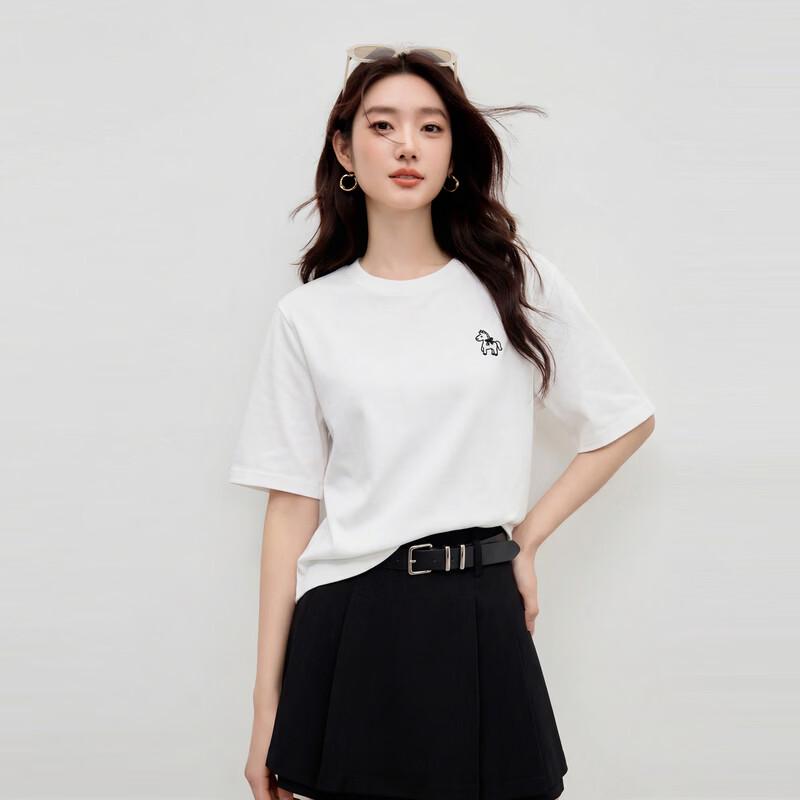 

Qiushui Yiren Women s Casual Embroidered Horse T-shirt M