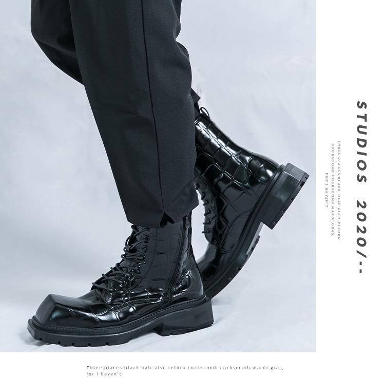 Men's Cross-Border High-Top Leather Boots - Large Size, Autumn/Winter 2025, New Workwear & British Martin Style