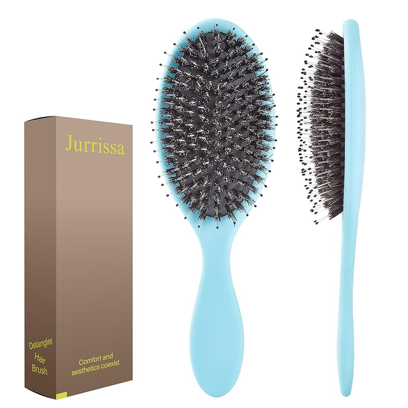 Boar Bristles Hair Brush for Women and Men, Detangling Hair Brush for Smoothing Massage Add Shine, Nylon&Boar Bristles Detangler brush for Hair