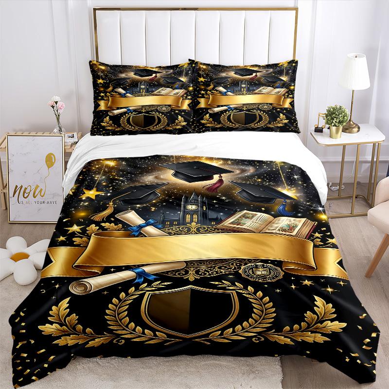 Achievement Education Print 3Pcs Bedding Setduvet Cover With 2 Bedropillowcase Home Birthday Gift