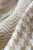Beige Scarf with Herringbone and Houndstooth Pattern - Silky to the Touch