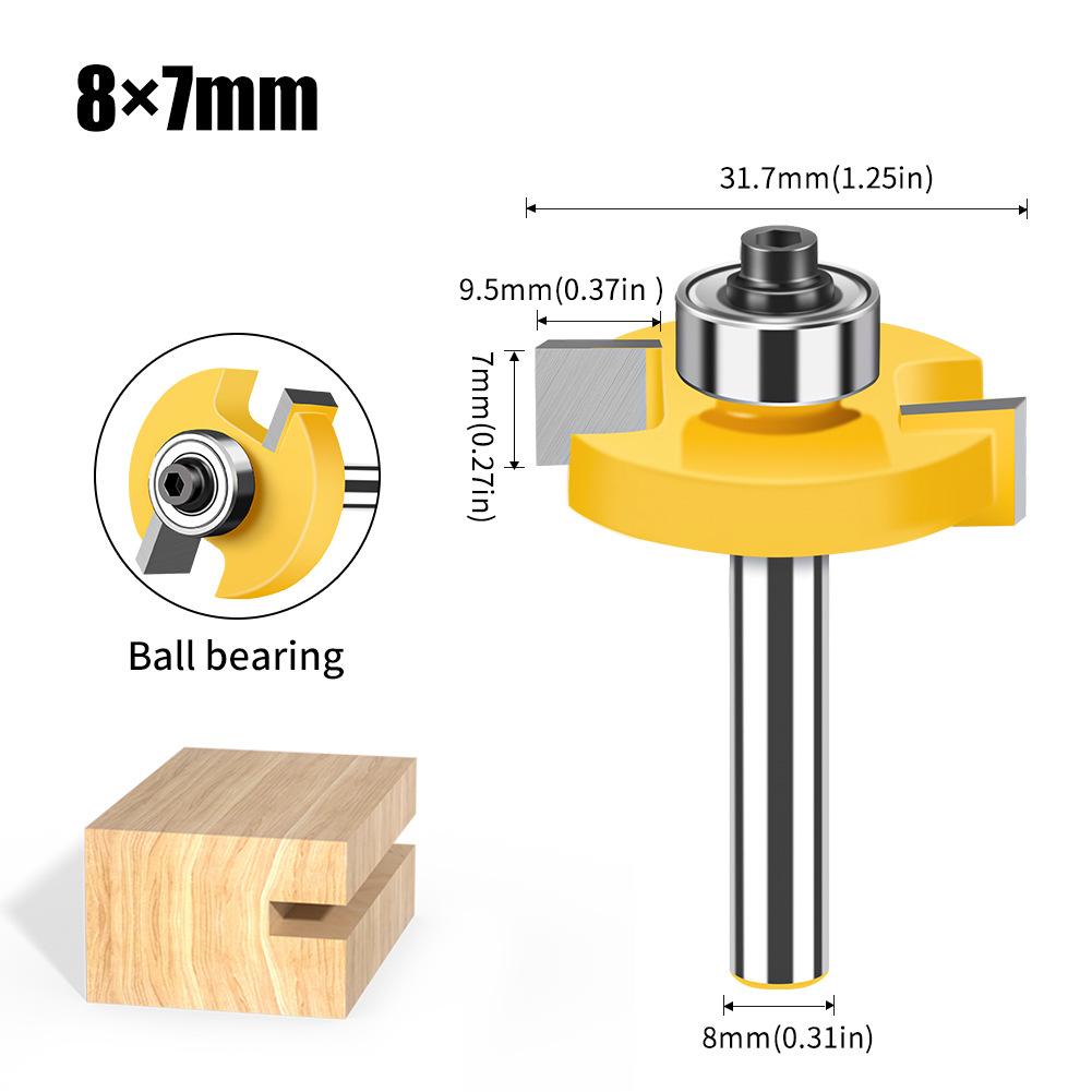 8 Handle Double Edge Ball T-Knife Bearing Slotting Knife Inch Woodworking Milling Kit T-Slotted Knife