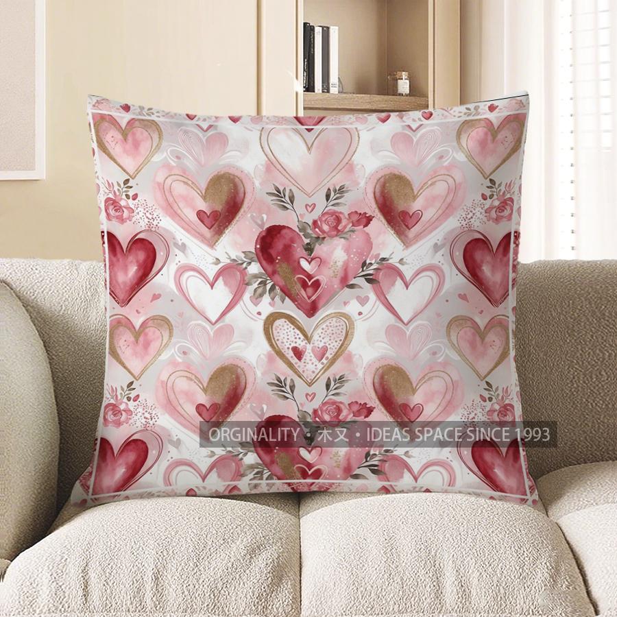 2D Heart Patterned Cushion Covers For Valentine S Pattern Cushion Cover Suitable For Sofa Bedroom Car Pillow Cover 40x40cm