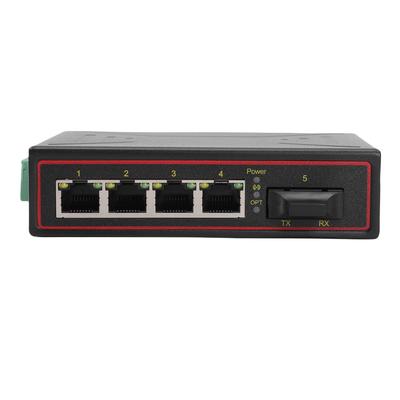 Ethernet Fiber Media Converter 1 Optical Port 4 Ethernet Ports 10M 100M Din Rail Mount Ethernet Switch