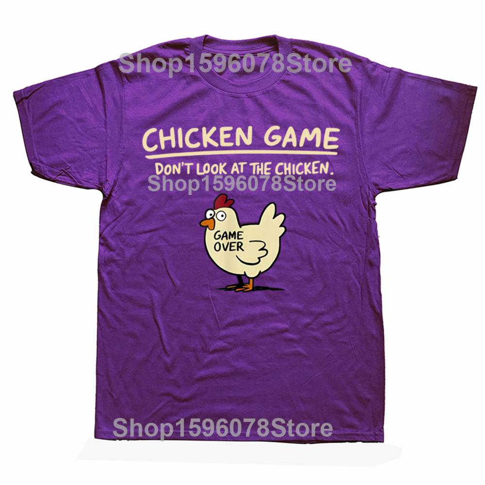 Funny Chicken Game Don't Look At The Chicken T Shirts Men Cotton Humor Streetwear Tee Shirt Short Sleeve Unisex Loose Clothing